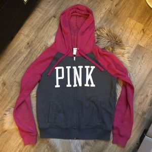 Victoria’s Secret PINK maroon & gray zip-up